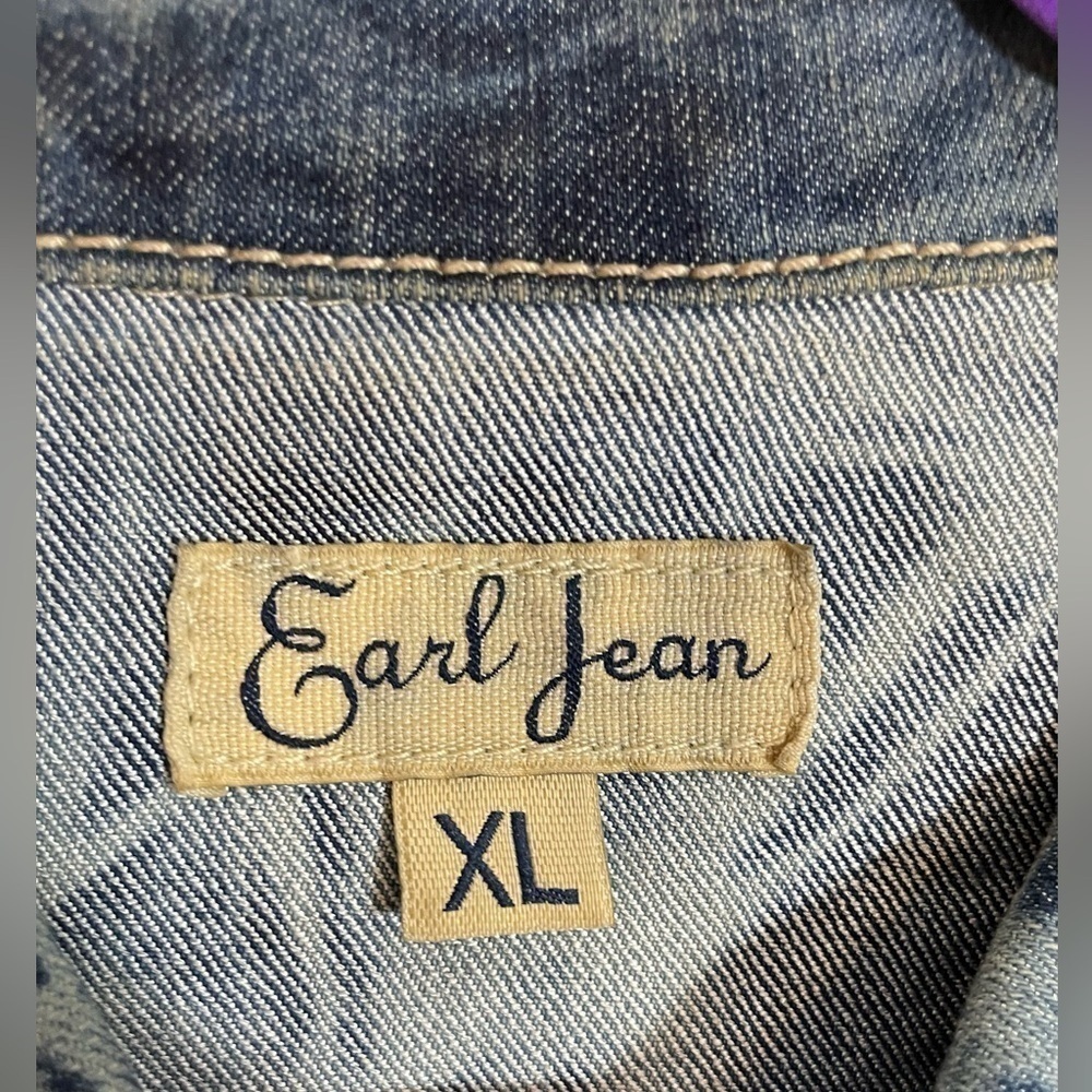 🎨 AIRBRUSHED GLITTER DECORATED ART Earl Jean Vest XL Boho Possibly Upcycled 90s - Picture 12 of 16